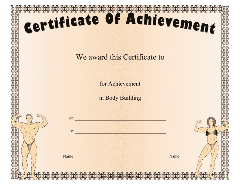 Body Building Certificate of Achievement Template Download Pdf