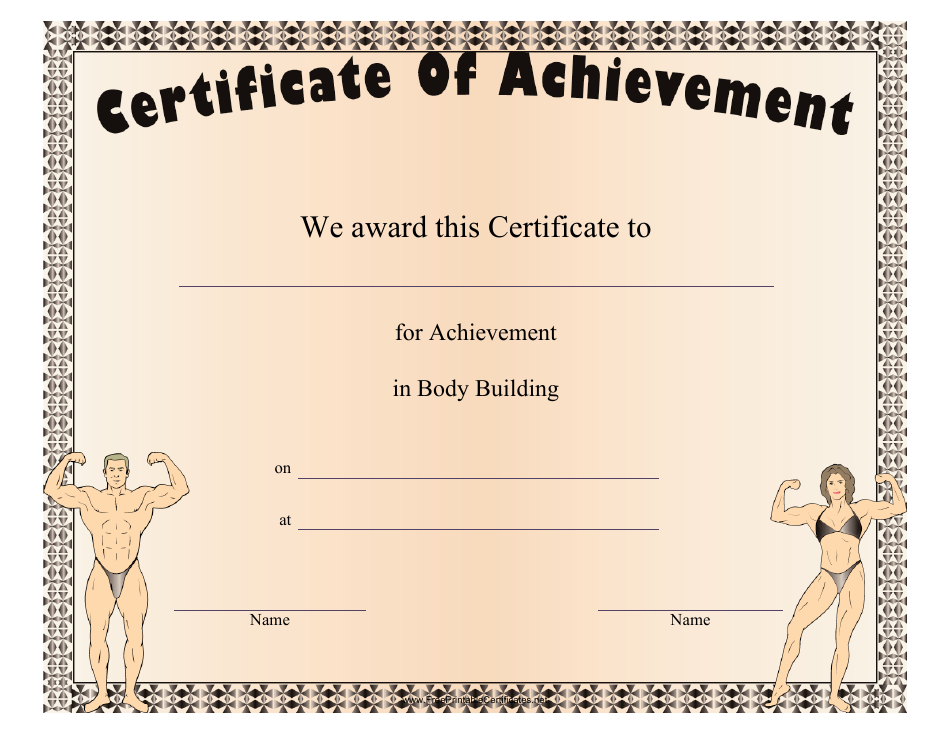 Body Building Certificate of Achievement Template Download Printable