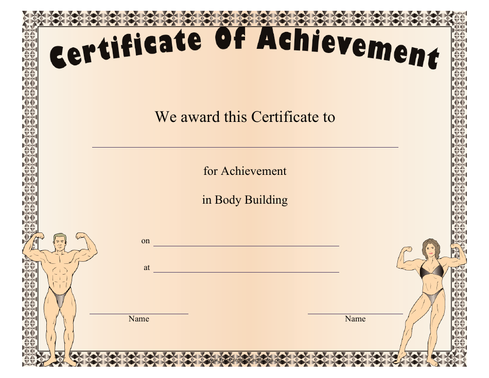 Body Building Certificate of Achievement Template - Preview