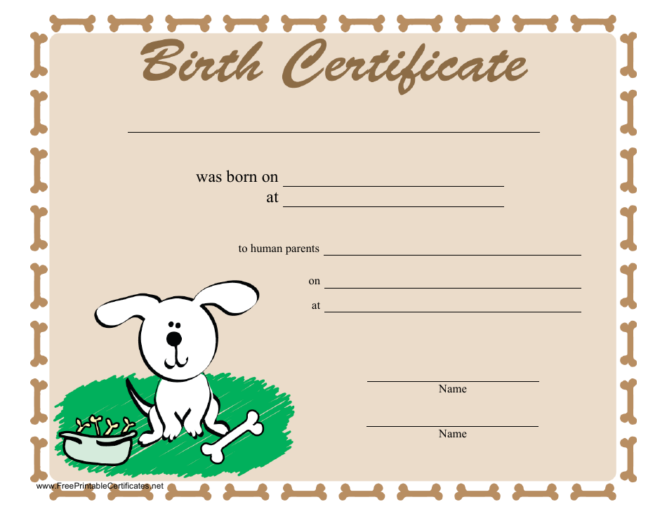 Dog Birth Certificate Template Download Printable PDF Templateroller
