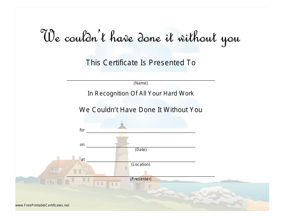 Hard Work Recognition Certificate Template Download Printable PDF 