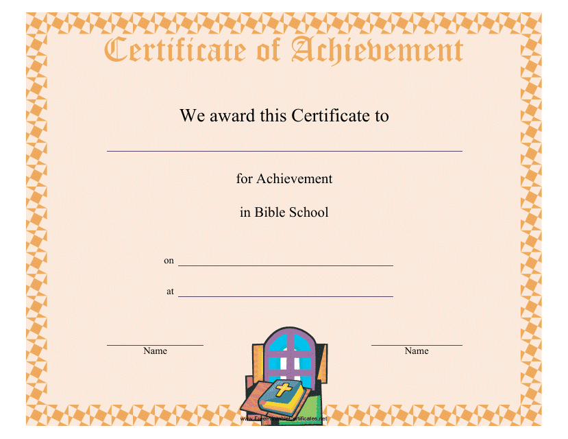Bible School Certificate of Completion Template