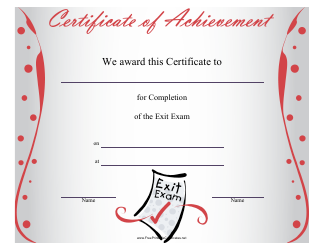 Document preview: Exit Exam Certificate of Completion Template
