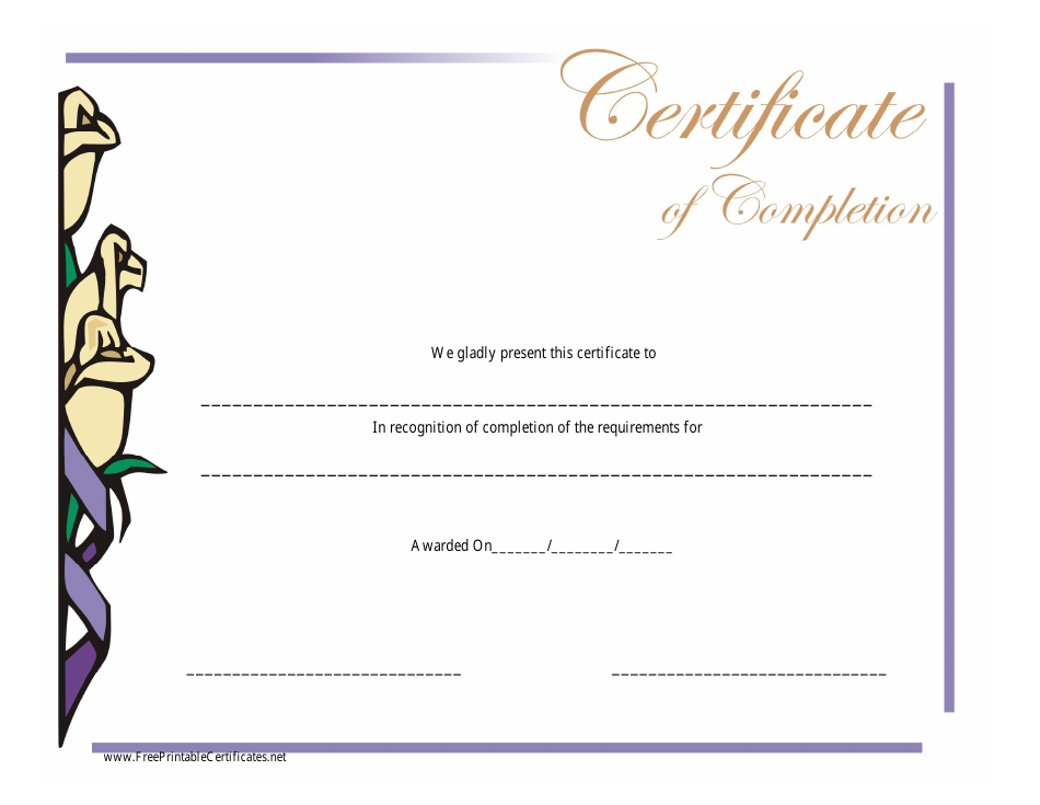 Completion Certificate Template - Flower, Page 1