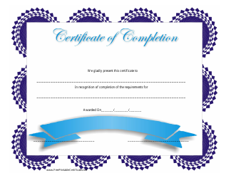 Document preview: Blue Certificate of Completion Template - Violet
