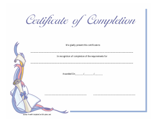 Document preview: Completion Certificate Template