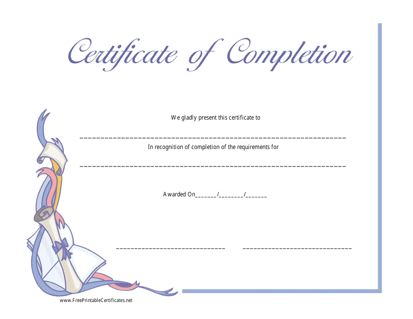 &quot;Completion Certificate Template&quot; Download Pdf