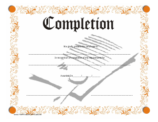 Document preview: Orange Certificate of Completion Template
