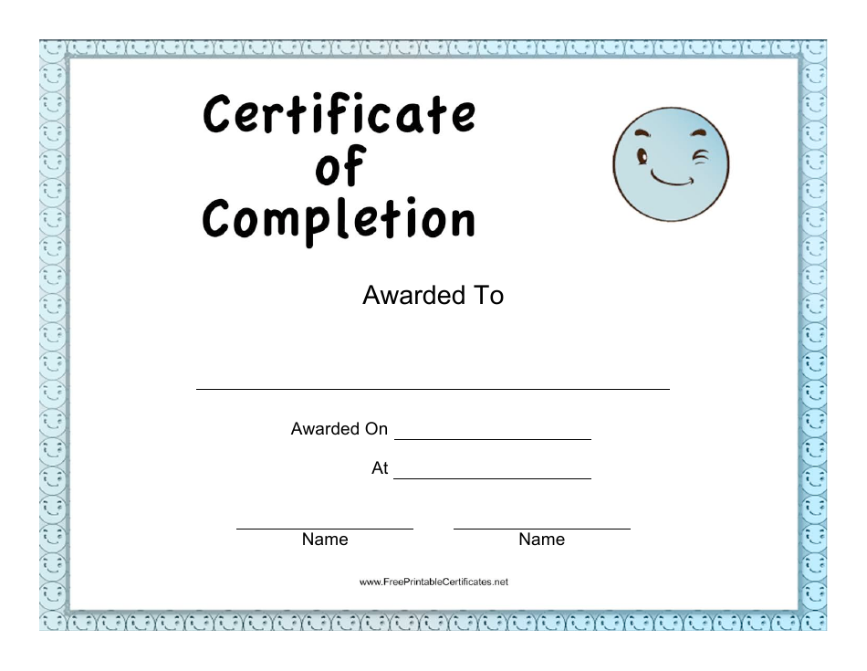 Blue Certificate of Completion Template