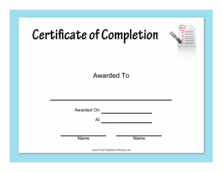 Document preview: Blue Certificate of Completion Template - Test