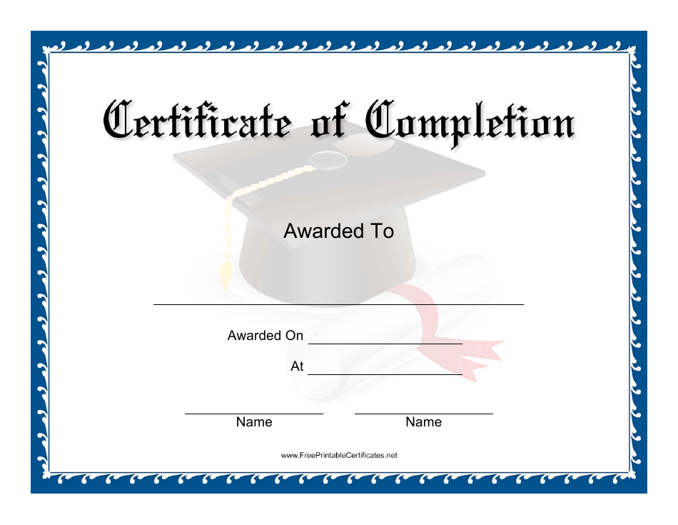 Blue Certificate of Completion Template - Blue Download Printable PDF ...