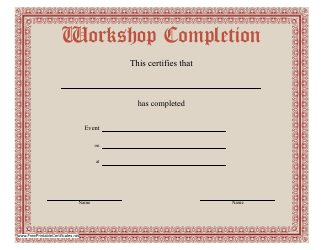 &quot;Workshop Certificate of Completion Template&quot;