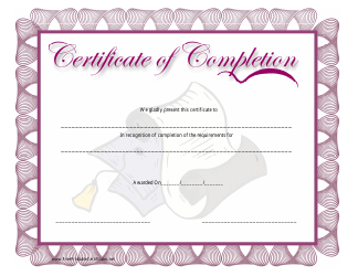 &quot;Pink Certificate of Completion Template&quot;