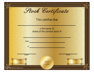 &quot;Common Stock Owner Certificate Template&quot;