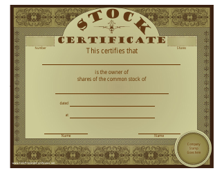 &quot;Stock Certificate Template&quot;
