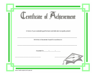 &quot;Green Certificate of Achievement Template&quot;
