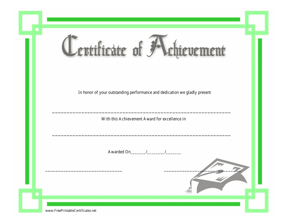 Green Certificate of Achievement Template