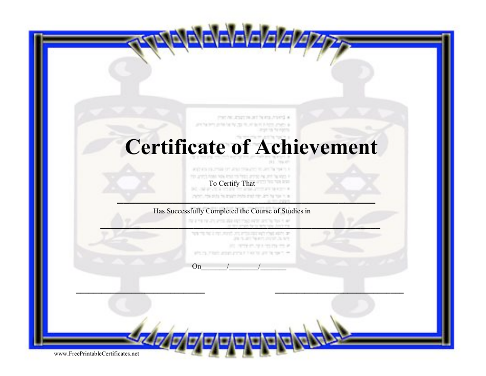 Jewish Course Completion Certificate Template Download Printable PDF ...