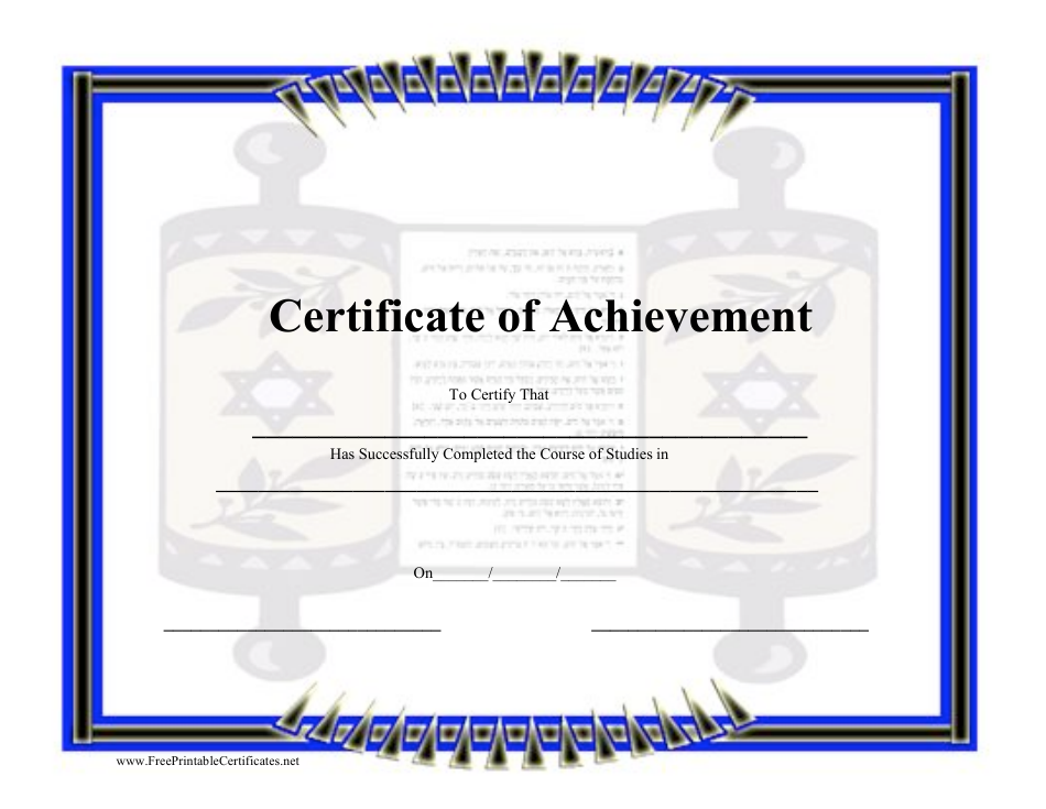 Jewish Course Completion Certificate Template