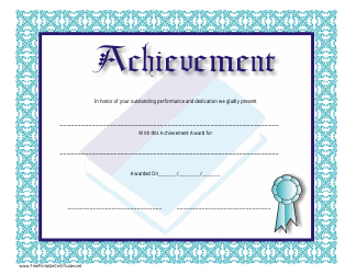 Document preview: Achievement Award Certificate Template