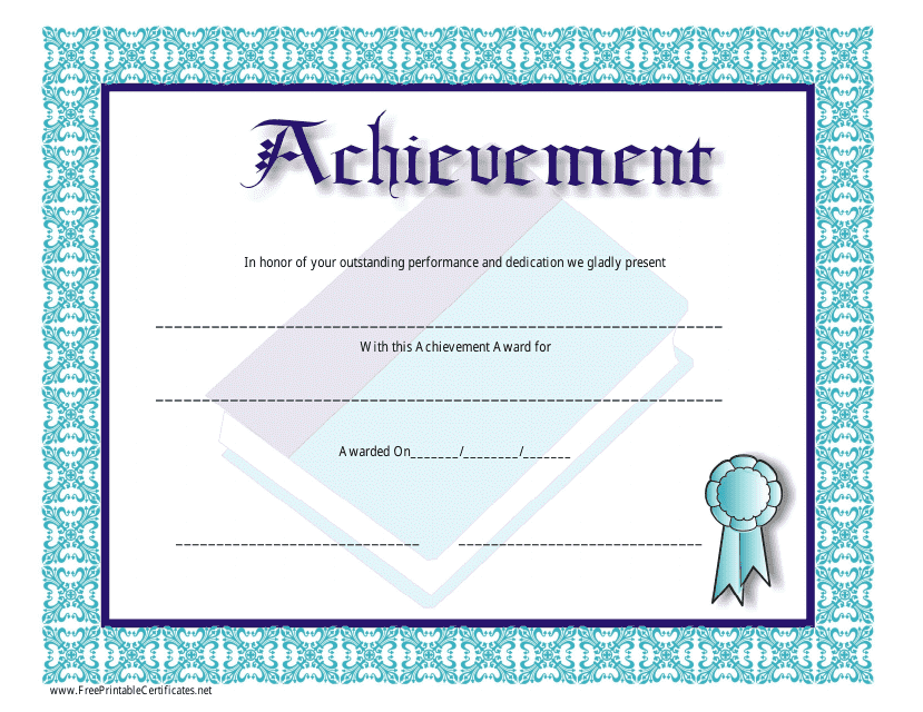 &quot;Achievement Award Certificate Template&quot; Download Pdf