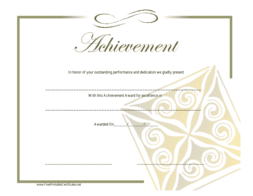 Yellow Certificate of Achievement Template - Downloadable