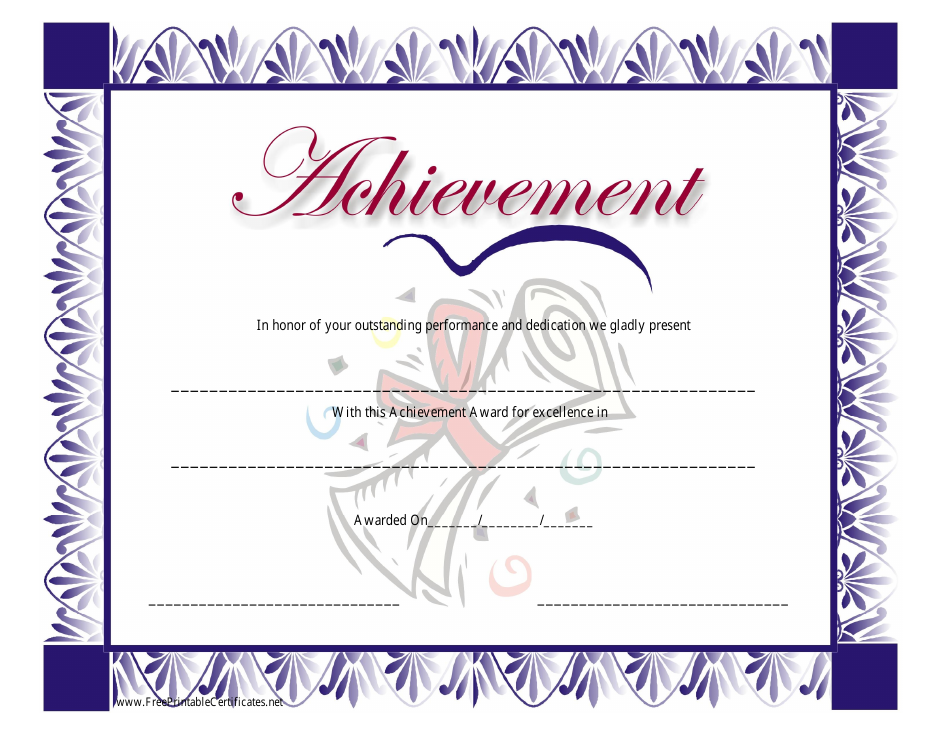 Blue Certificate Of Achievement Template Download Printable PDF 