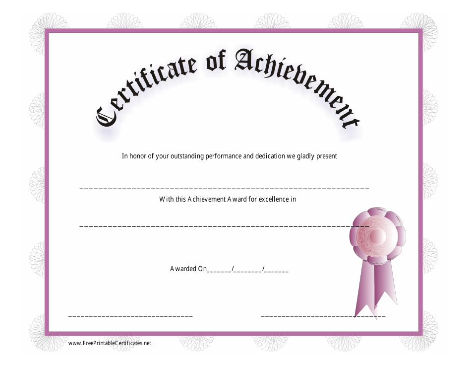 Pink Certificate Of Achievement Template Download Printable Pdf Templateroller 4728