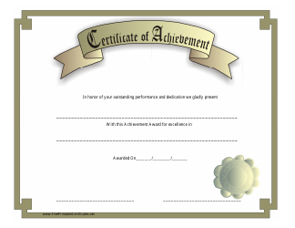Document preview: Gold Certificate of Achievement Template