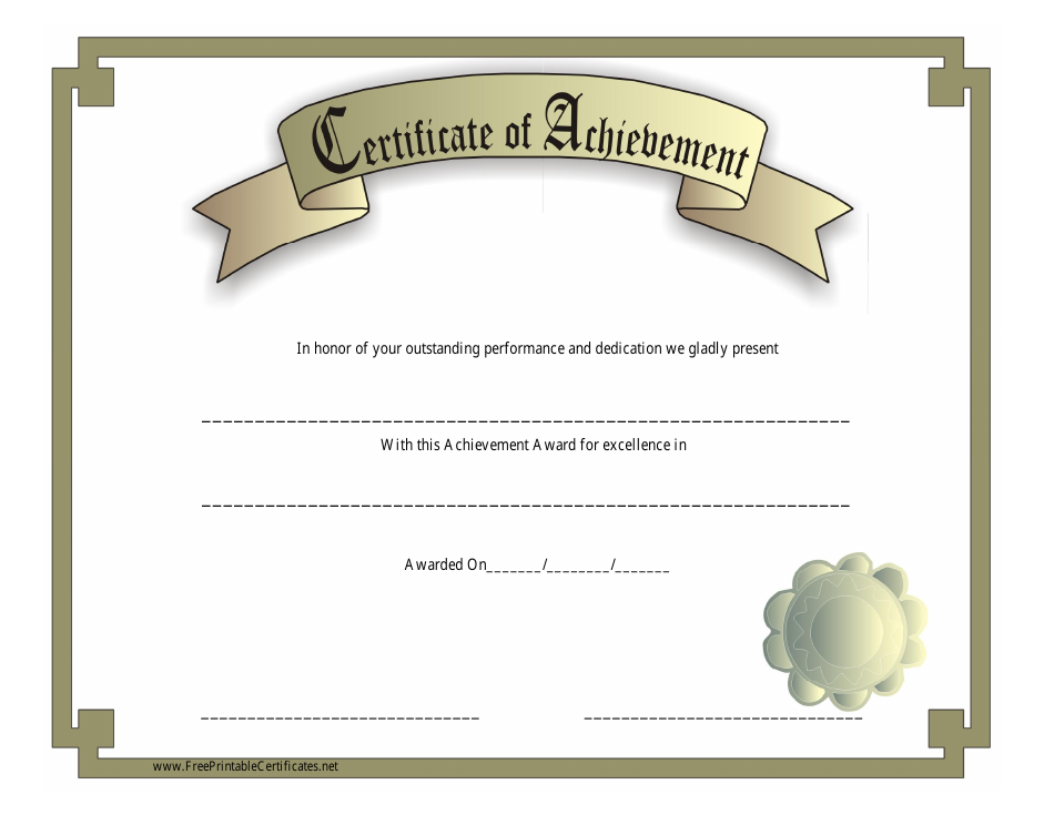 Gold Certificate of Achievement Template - Elegant and customizable design