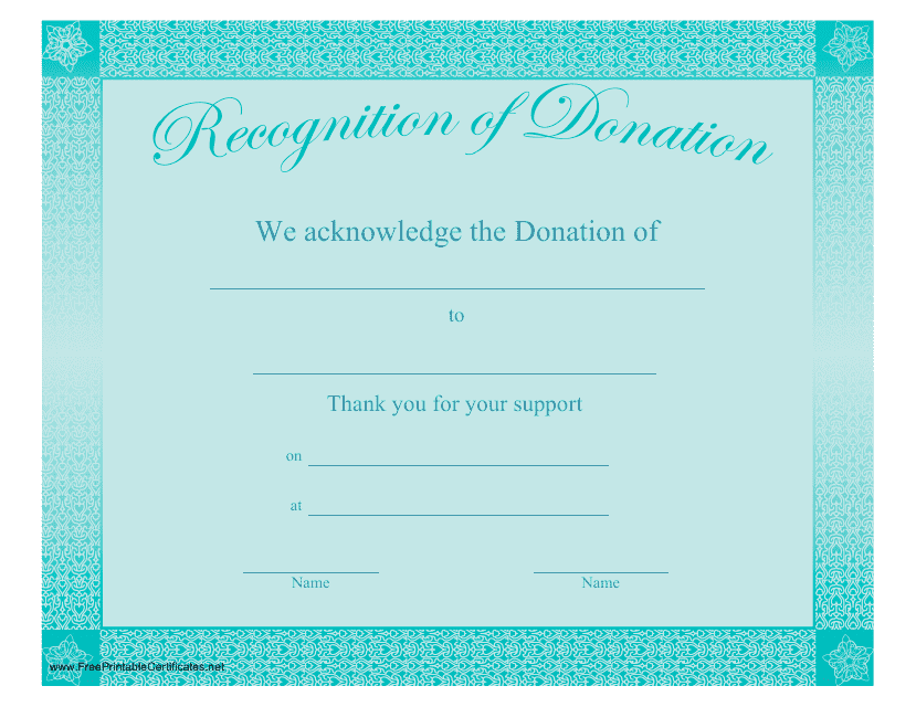 &quot;Donation Certificate Template&quot; Download Pdf
