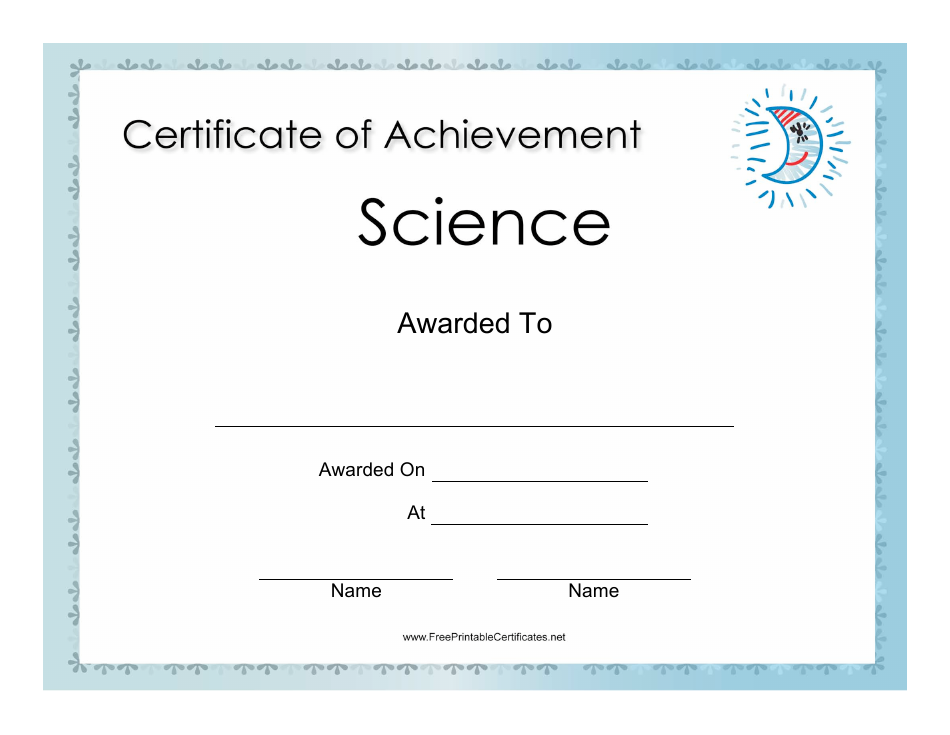 Science Achievement Certificate Template, Page 1