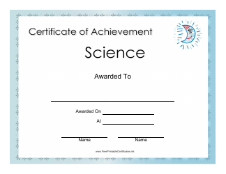 Document preview: Science Achievement Certificate Template - Blue