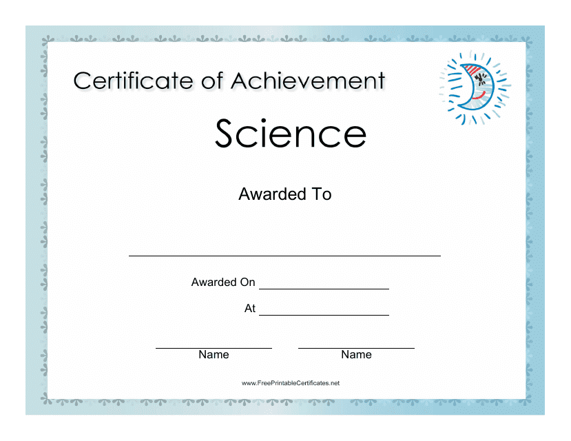 Science Achievement Certificate Template - Blue