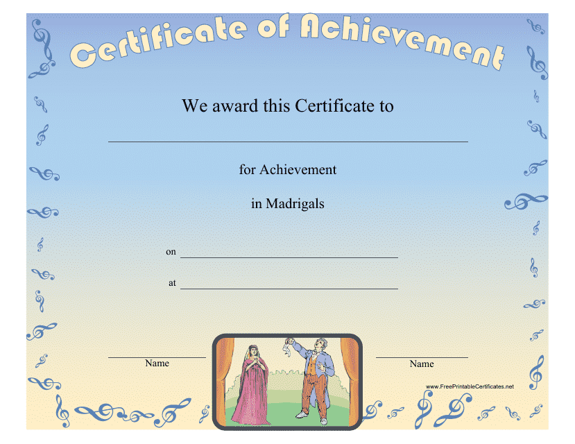 Madrigals Achievement Certificate Template