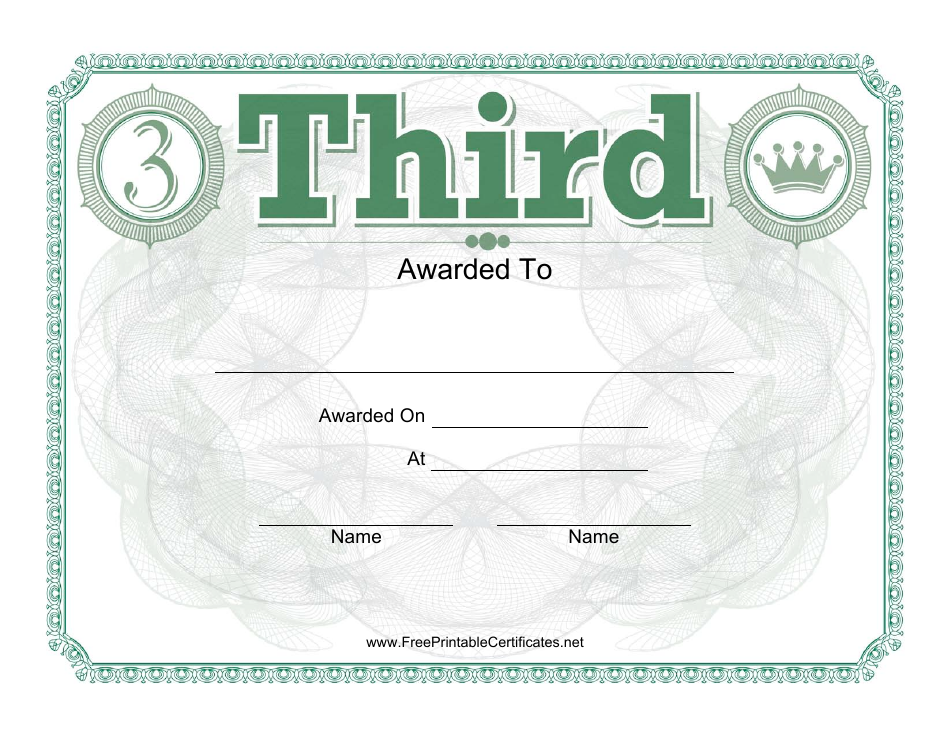 Third Place Certificate Template, Page 1