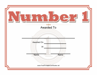 &quot;Number One Certificate Template&quot;