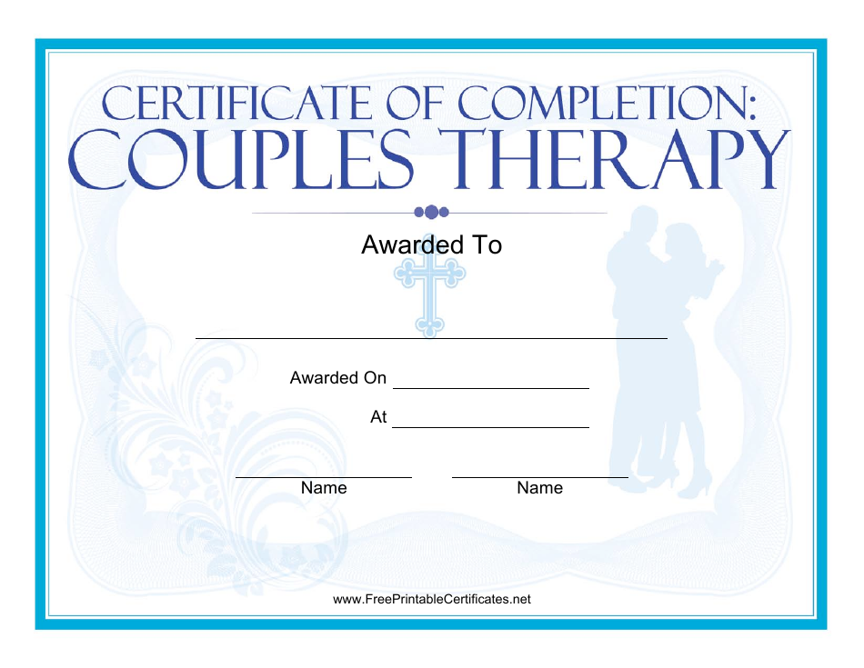 Religious Couples Therapy Certificate Template - professionally designed customizable certificate template for religious marriage or relationship counseling.