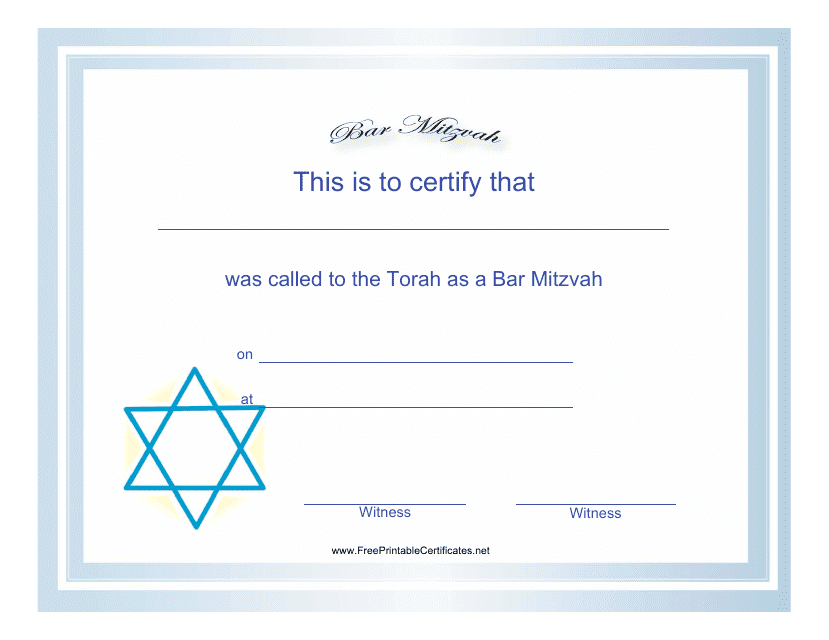 Bar Mitzvah Certificate Template Download Pdf