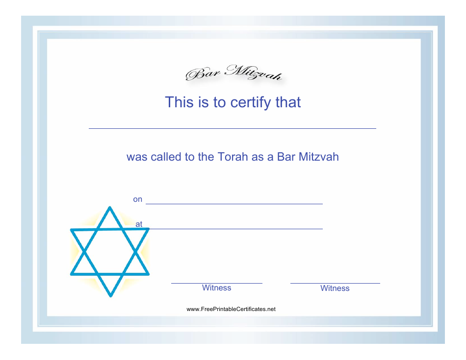 Bar Mitzvah Certificate Template Download Printable PDF Templateroller