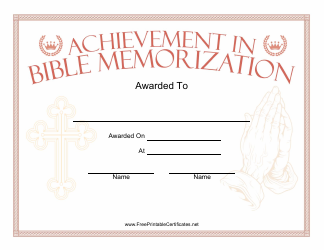 &quot;Bible Memorization Prayer Certificate Template&quot;