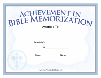 &quot;Bible Memorization Achievement Certificate Template&quot;