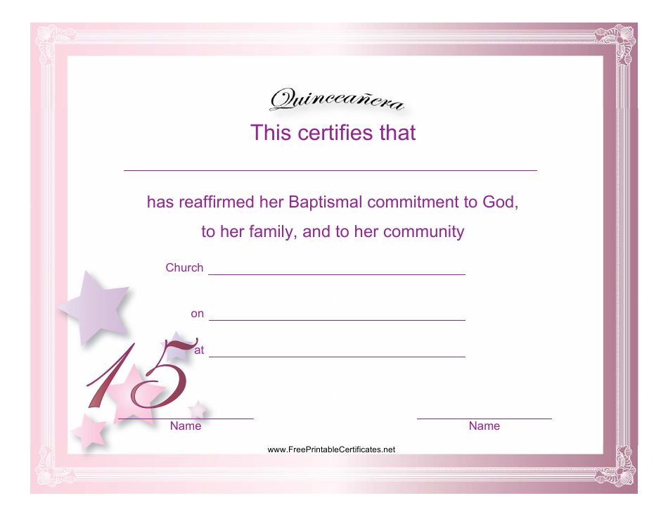 quinceanera certificate template download printable pdf templateroller