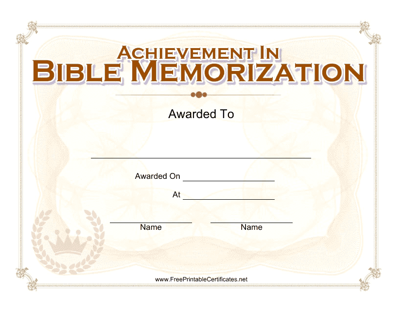 Bible Memorization Certificate Template