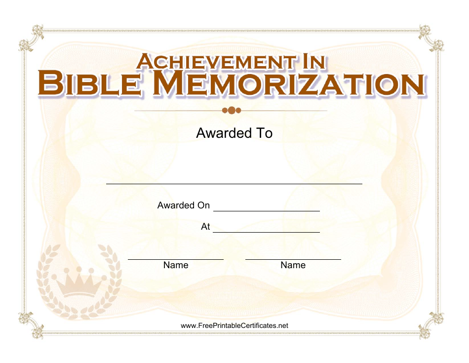 Bible Memorization Certificate Template, Page 1