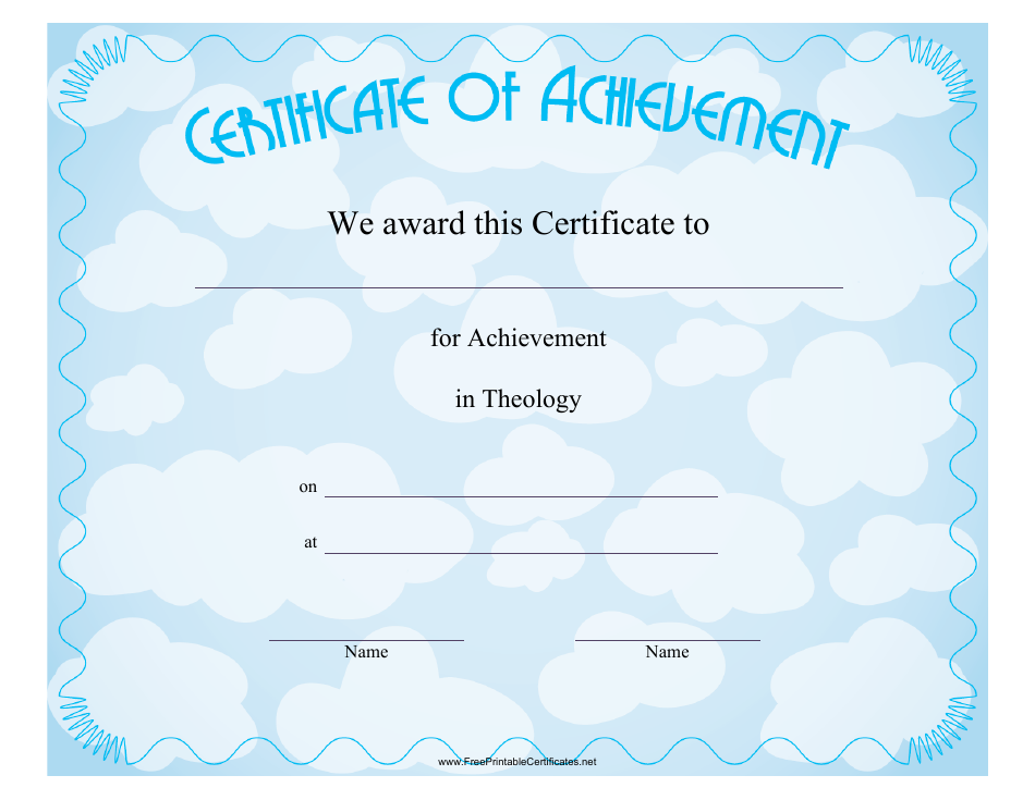 Theology Certificate of Achievement Template, Page 1