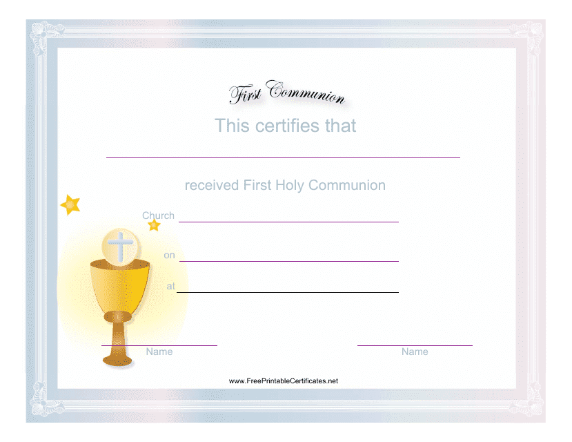 First Communion Certificate Template Download Pdf