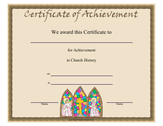 &quot;Church History Certificate of Achievement Template&quot;