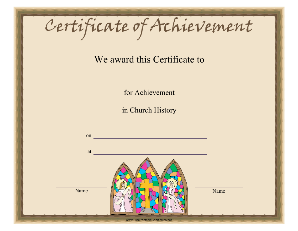 Church History Certificate of Achievement Template