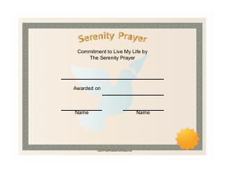 &quot;Serenity Prayer Certificate Template&quot;